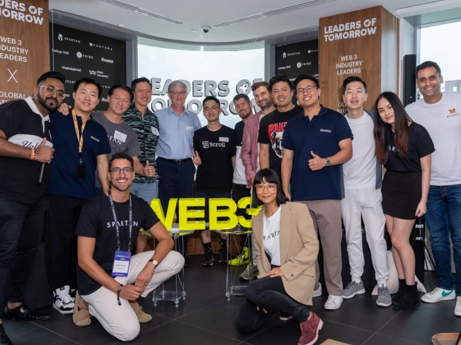 Edward Tan with crypto founders and investors at a private session